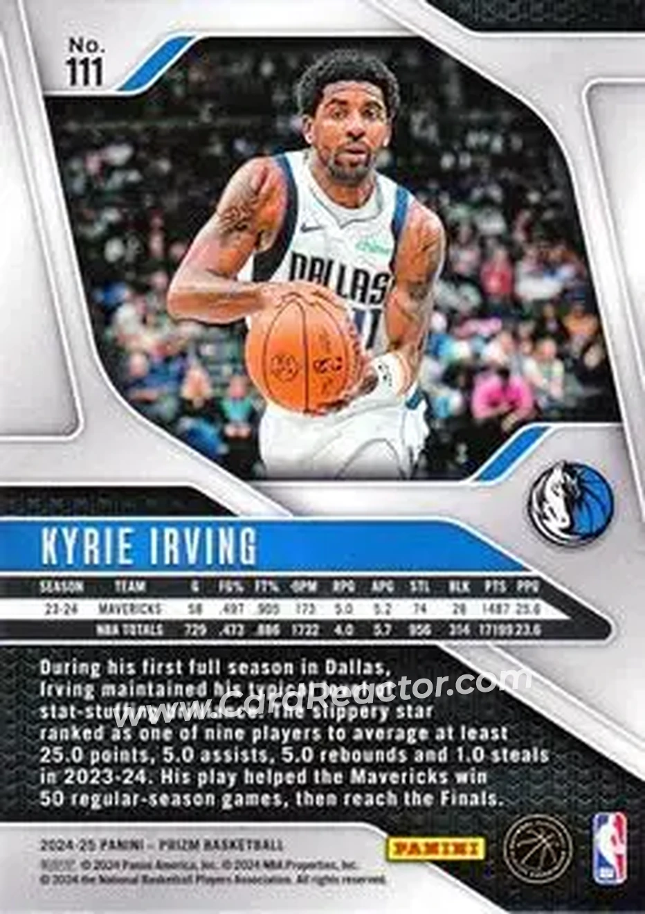 2024-25 Panini Prizm #111 - Kyrie Irving - Dallas Mavericks - Back 2024-25 Panini Prizm #111 - Kyrie Irving - Dallas Mavericks - Back