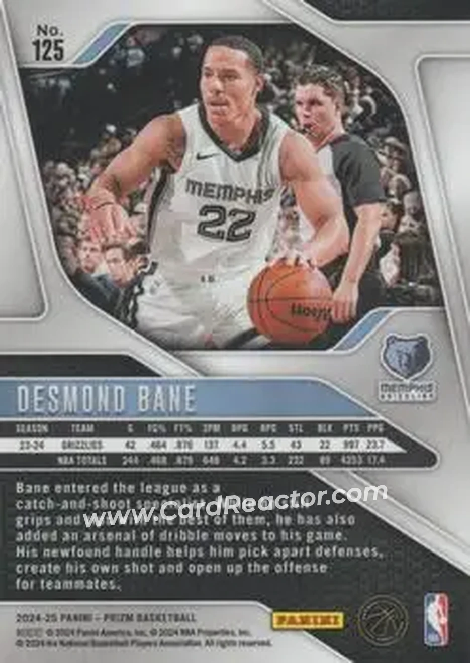 2024-25 Panini Prizm #125 - Desmond Bane - Memphis Grizzlies - Back 2024-25 Panini Prizm #125 - Desmond Bane - Memphis Grizzlies - Back