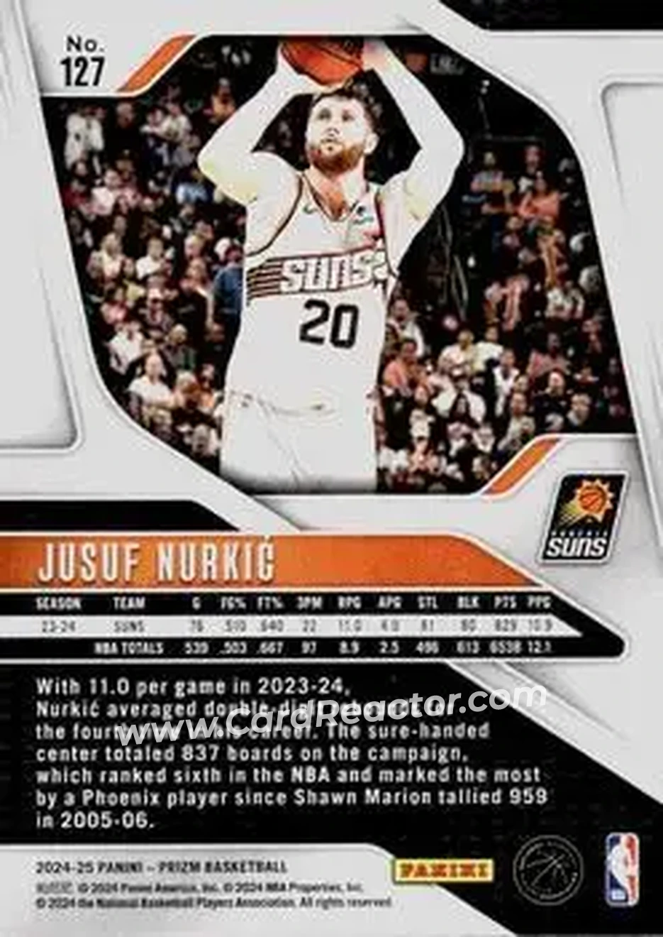 2024-25 Panini Prizm #127 - Jusuf Nurkić - Phoenix Suns - Back 2024-25 Panini Prizm #127 - Jusuf Nurkić - Phoenix Suns - Back