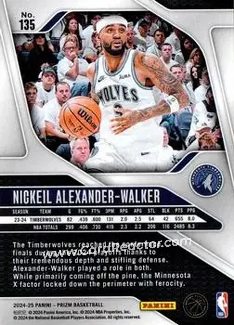 2024-25 Panini Prizm #135 - Nickeil Alexander-Walker - Minnesota Timberwolves - Back 2024-25 Panini Prizm #135 - Nickeil Alexander-Walker - Minnesota Timberwolves - Back