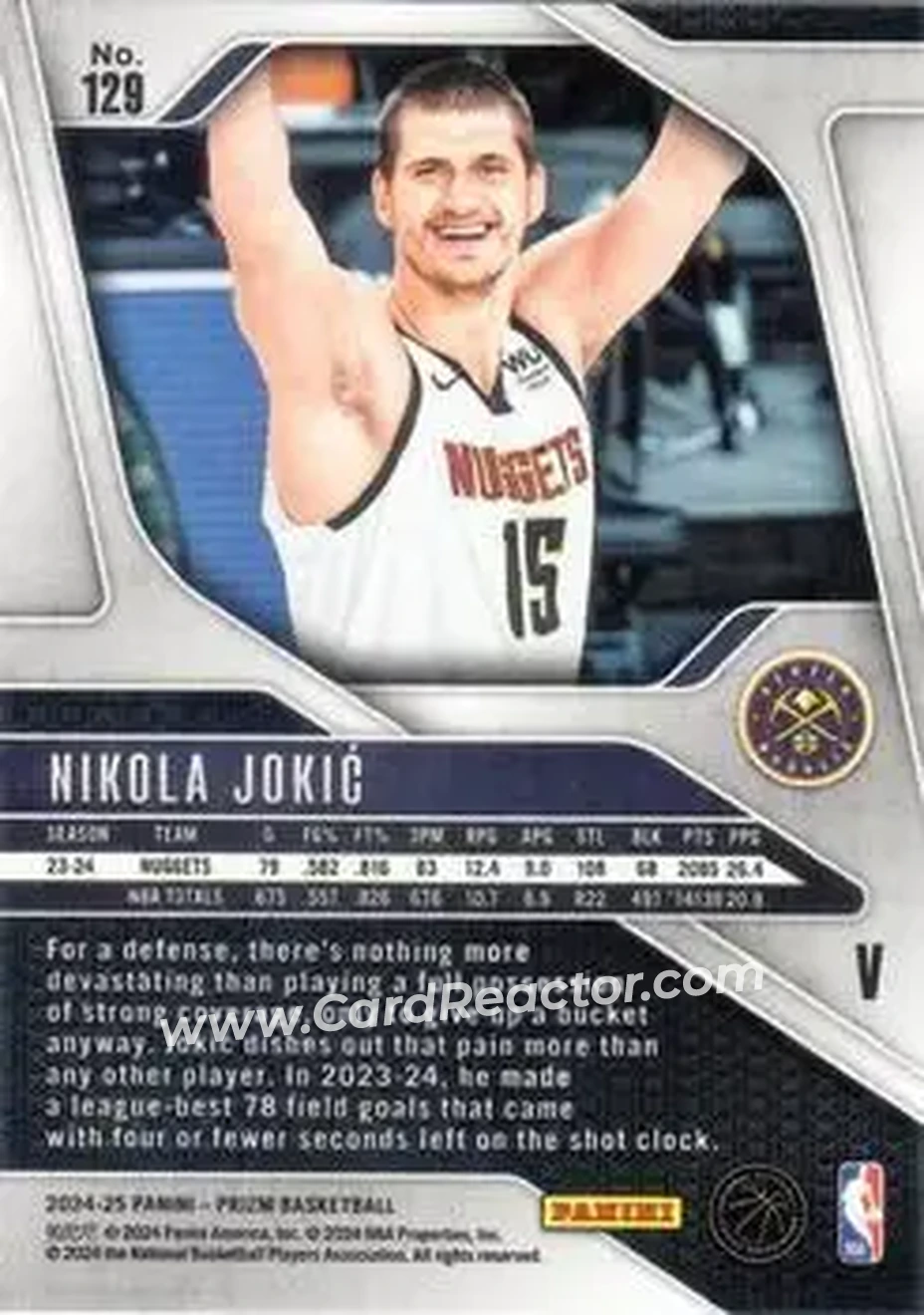 2024-25 Panini Prizm #129 - Nikola Jokić - Denver Nuggets - Back 2024-25 Panini Prizm #129 - Nikola Jokić - Denver Nuggets - Back