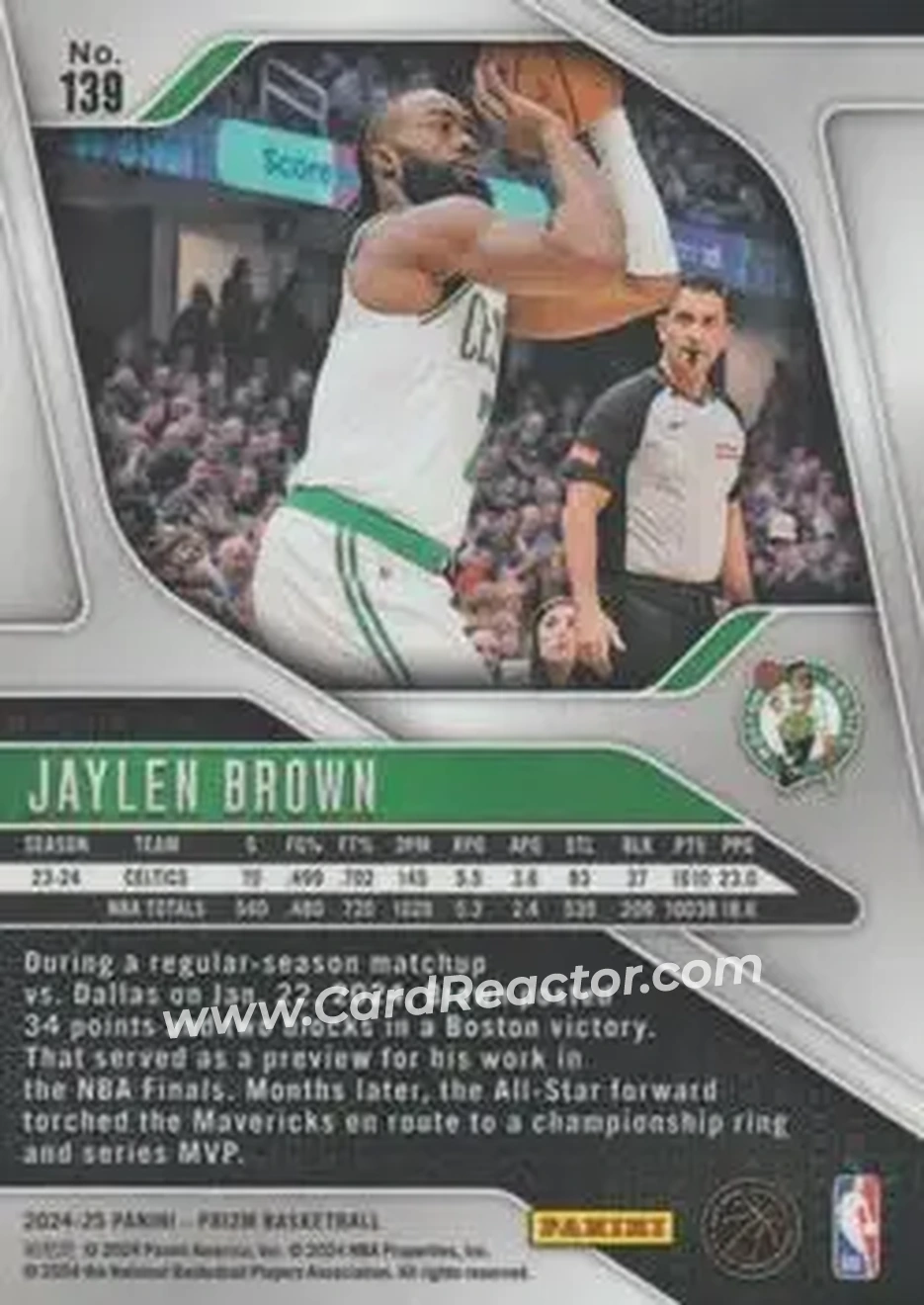 2024-25 Panini Prizm #139 - Jaylen Brown - Boston Celtics - Back