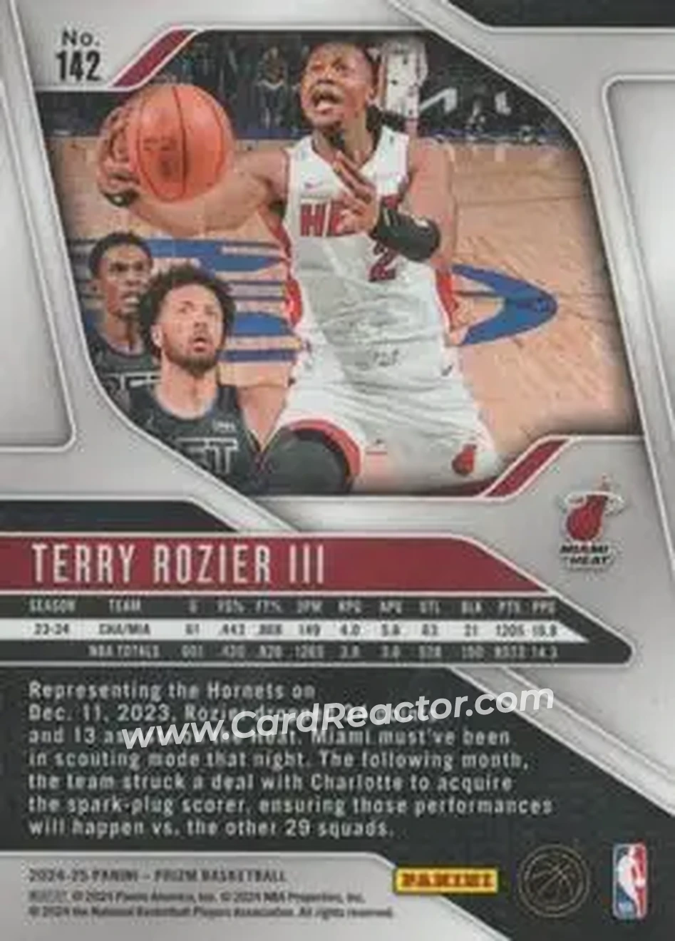 2024-25 Panini Prizm #142 - Terry Rozier III - Miami Heat - Back