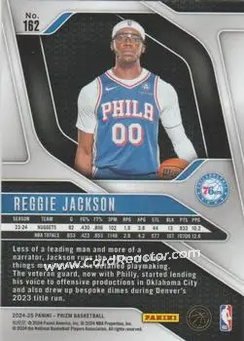 2024-25 Panini Prizm #162 - Reggie Jackson - Philadelphia 76ers - Back