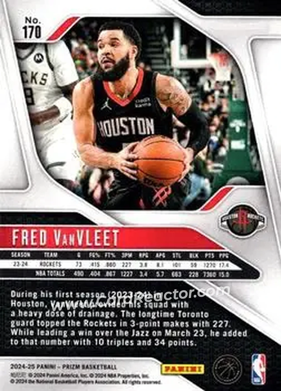 2024-25 Panini Prizm #170 - Fred VanVleet - Houston Rockets - Back