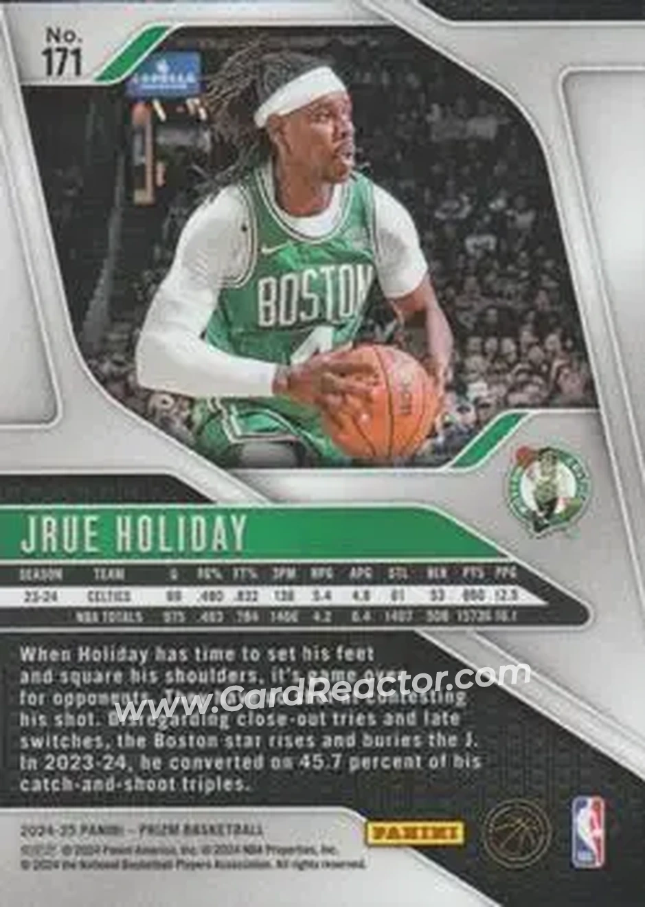 2024-25 Panini Prizm #171 - Jrue Holiday - Boston Celtics - Back 2024-25 Panini Prizm #171 - Jrue Holiday - Boston Celtics - Back