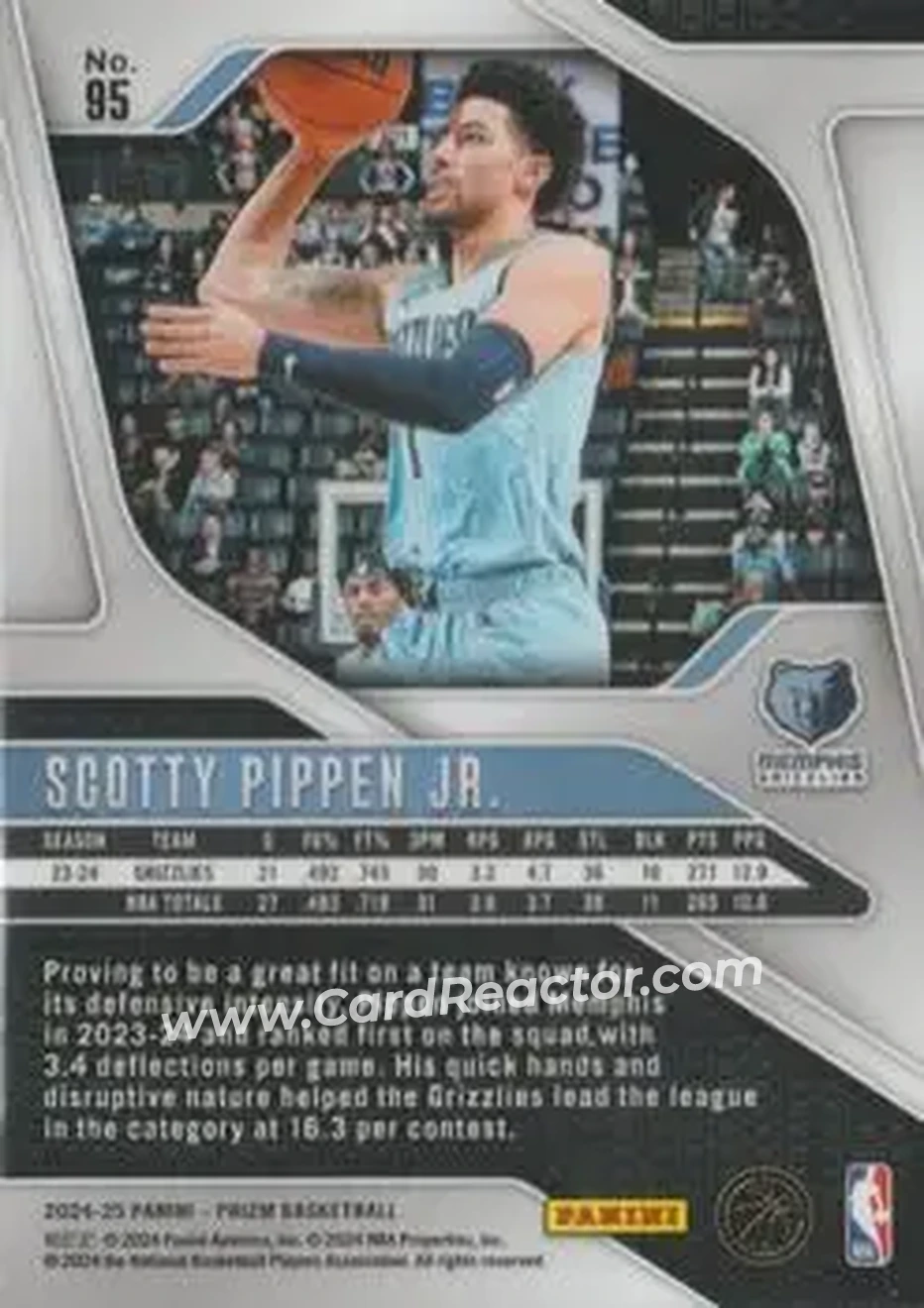 2024-25 Panini Prizm #95 - Scotty Pippen Jr. - Memphis Grizzlies - Back 2024-25 Panini Prizm #95 - Scotty Pippen Jr. - Memphis Grizzlies - Back