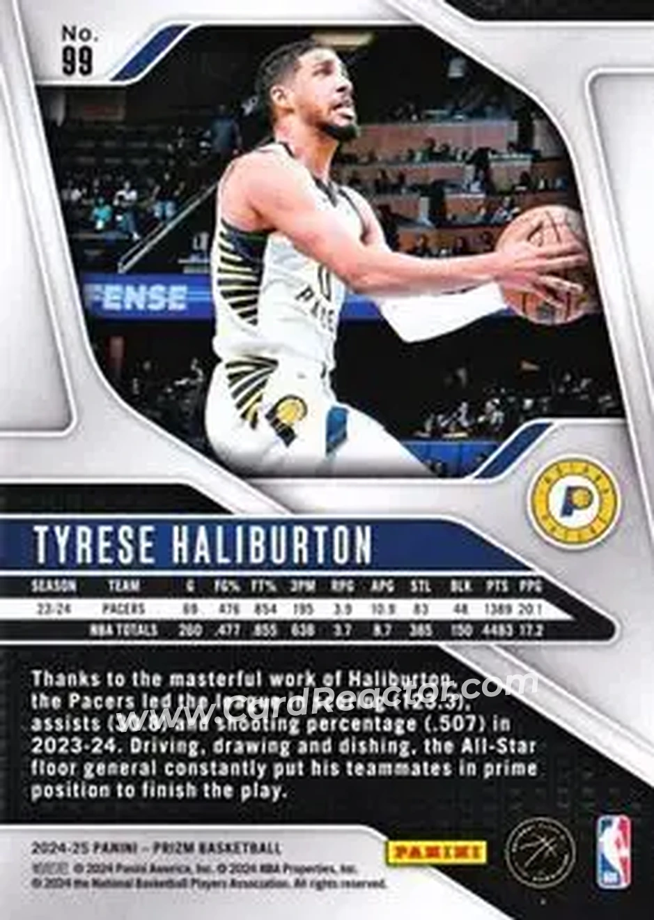 2024-25 Panini Prizm #99 - Tyrese Haliburton - Indiana Pacers - Back 2024-25 Panini Prizm #99 - Tyrese Haliburton - Indiana Pacers - Back