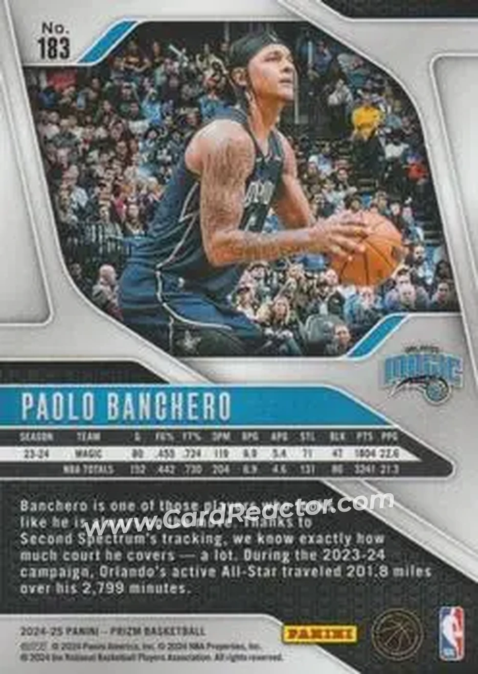 2024-25 Panini Prizm #183 - Paolo Banchero - Orlando Magic - Back