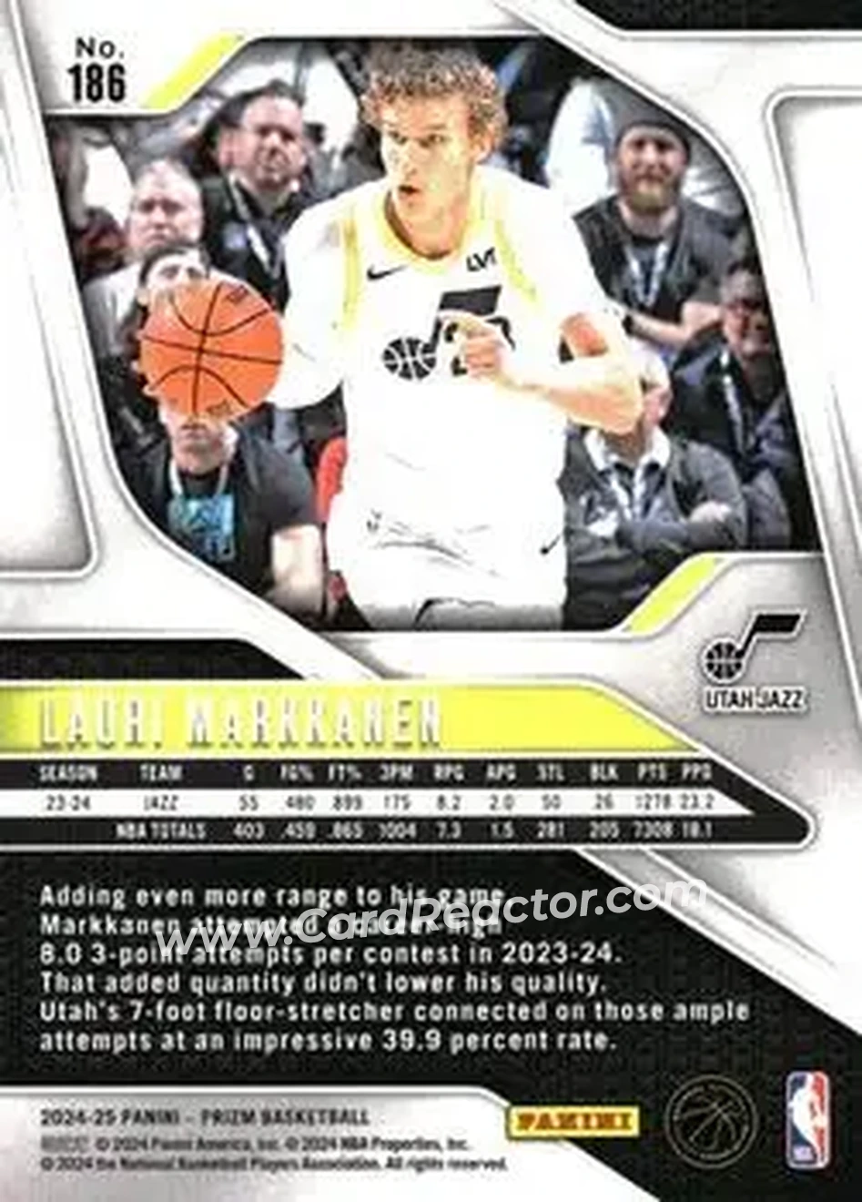 2024-25 Panini Prizm #186 - Lauri Markkanen - Utah Jazz - Back