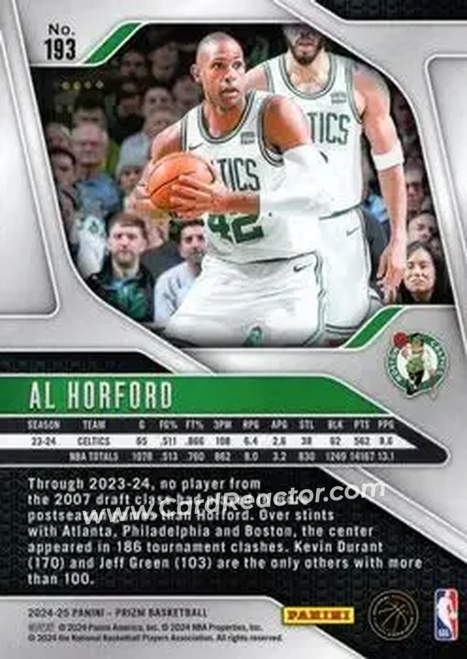 2024-25 Panini Prizm #193 - Al Horford - Boston Celtics - Back