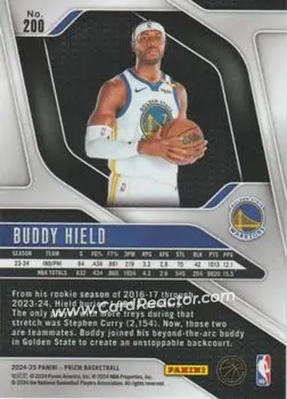 2024-25 Panini Prizm #200 - Buddy Hield - Golden State Warriors - Back