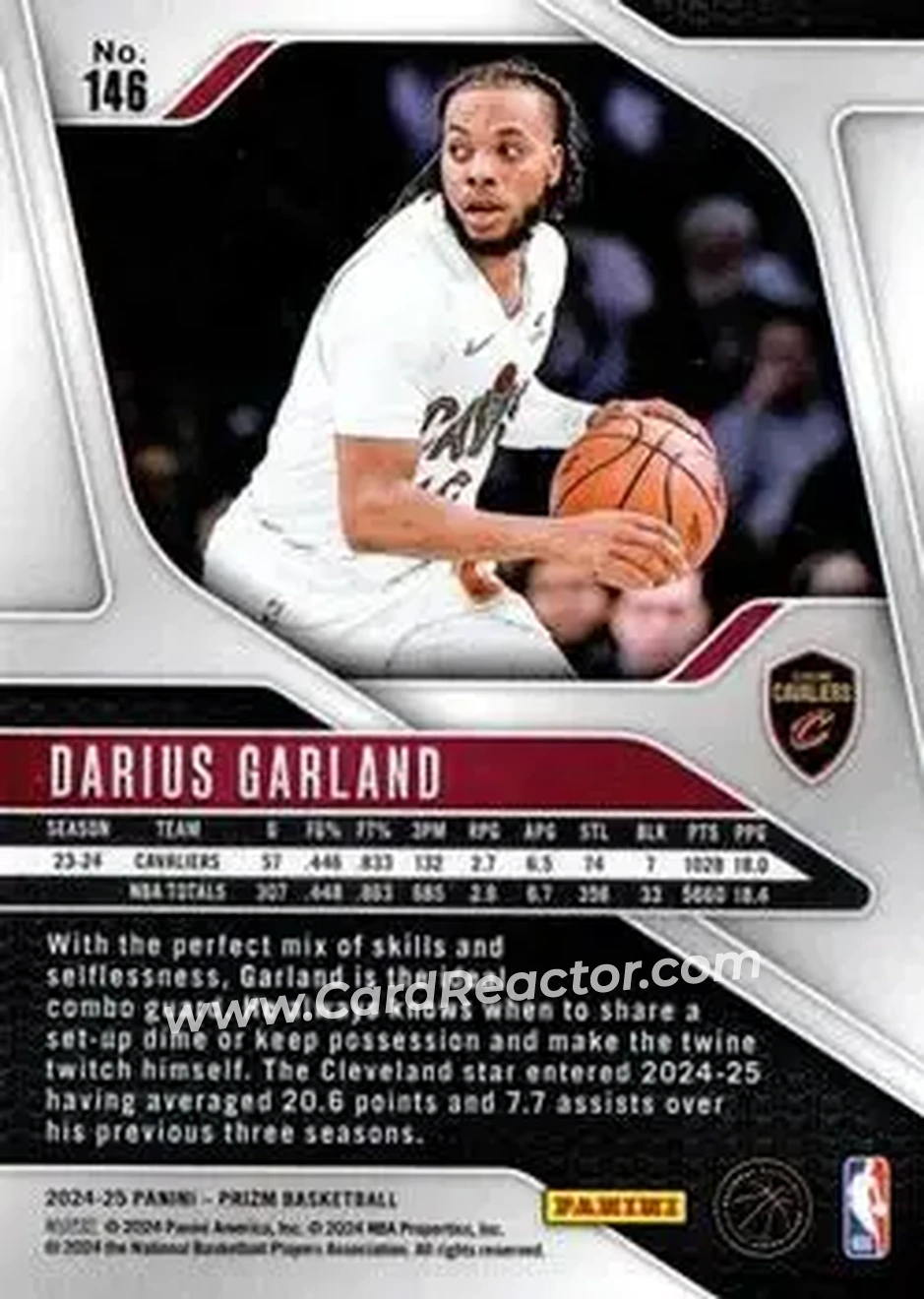 2024-25 Panini Prizm #146 - Darius Garland - Cleveland Cavaliers - Back