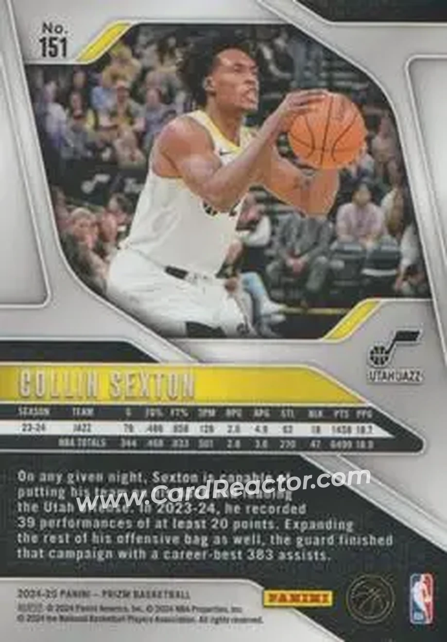 2024-25 Panini Prizm #151 - Collin Sexton - Utah Jazz - Back