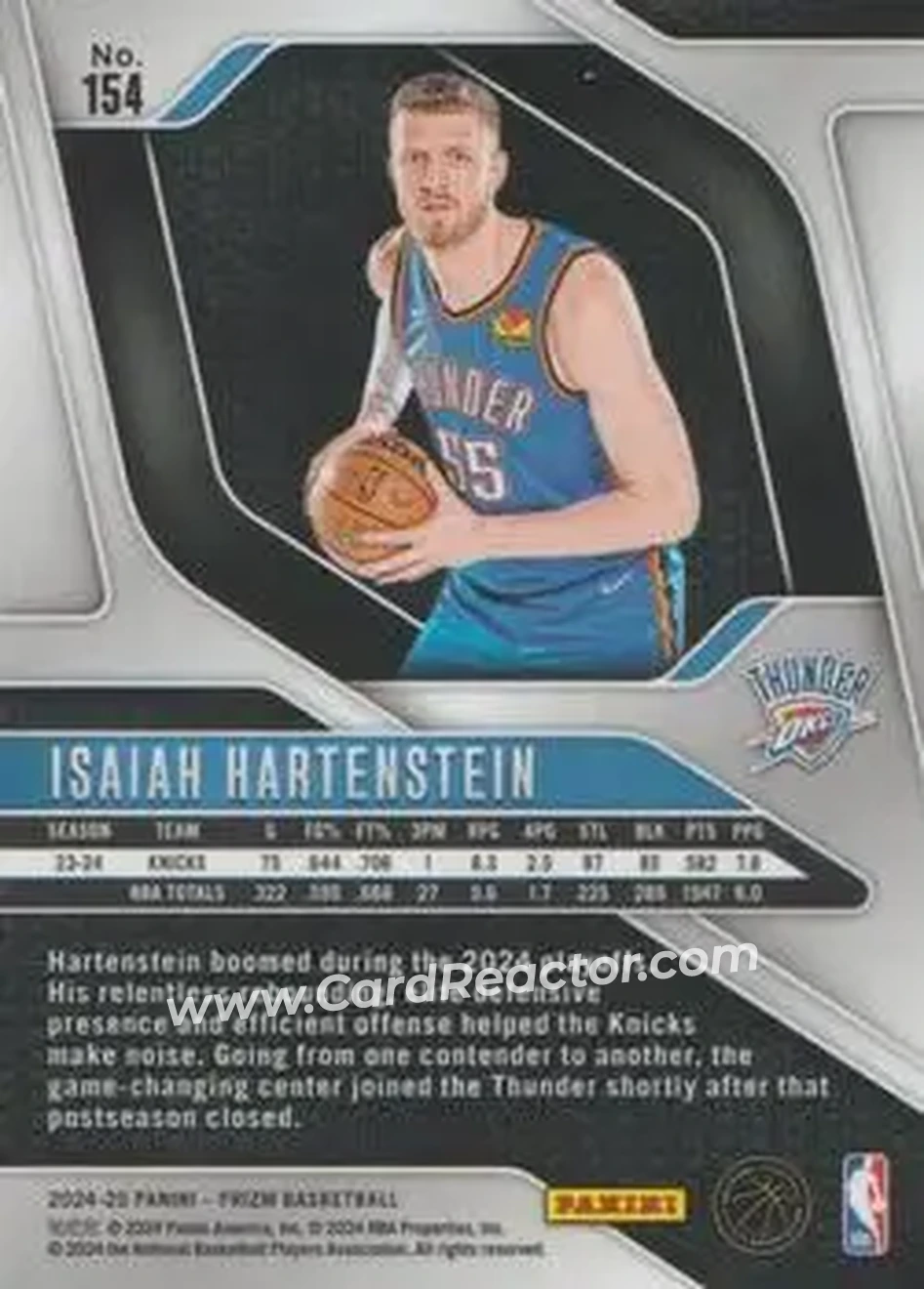 2024-25 Panini Prizm #154 - Isaiah Hartenstein - Oklahoma City Thunder - Back