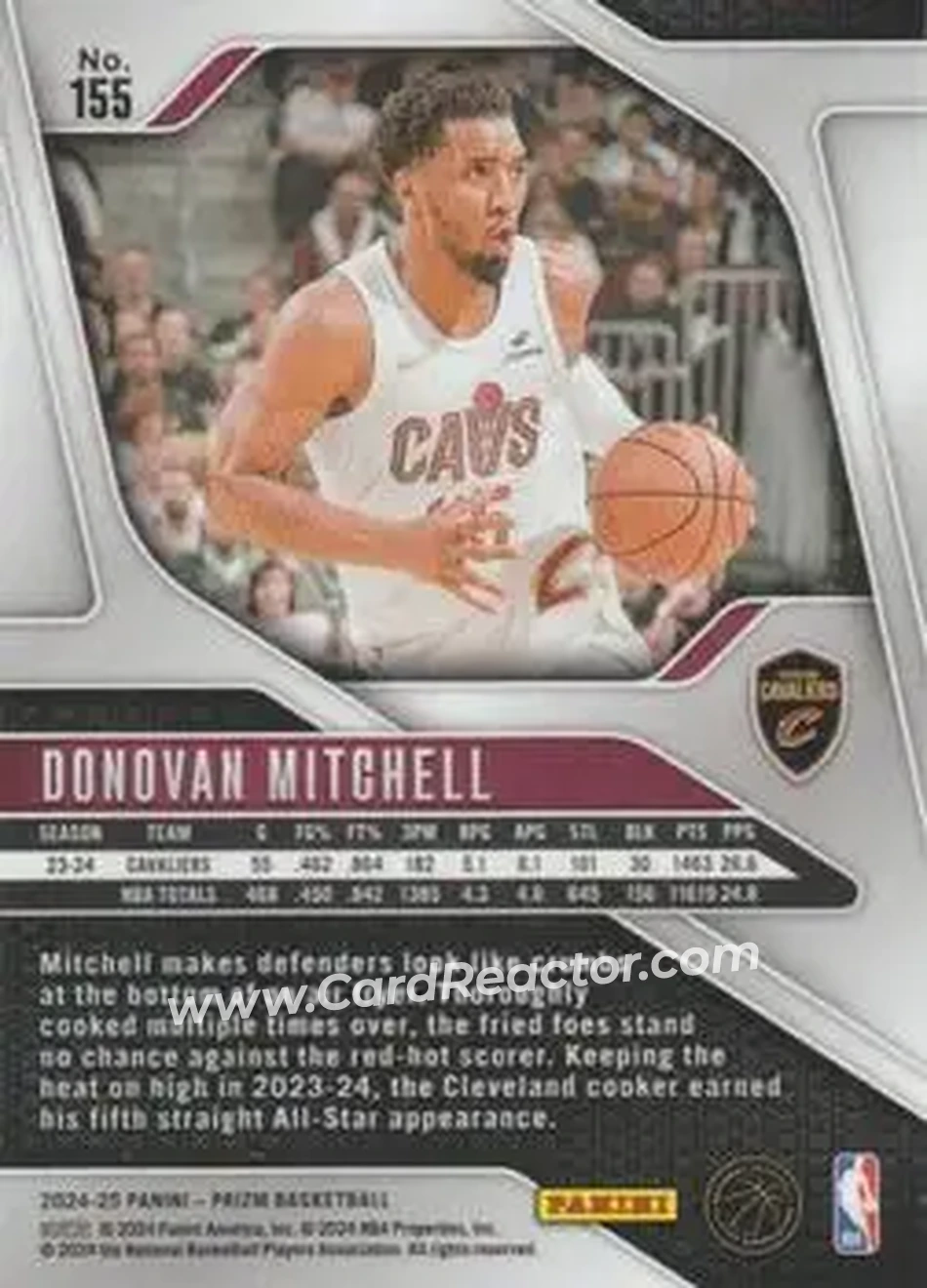 2024-25 Panini Prizm #155 - Donovan Mitchell - Cleveland Cavaliers - Back