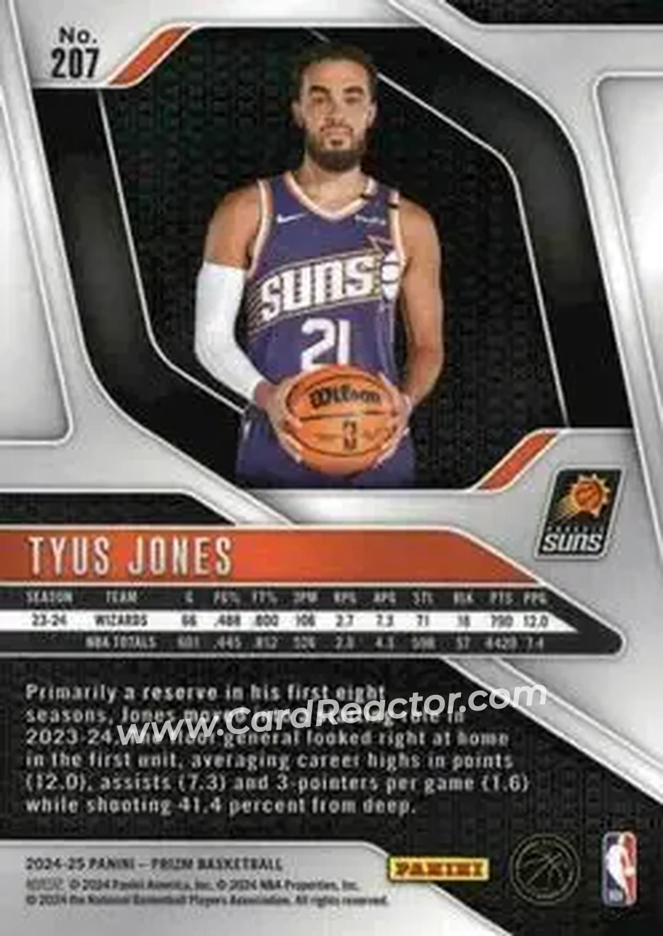 2024-25 Panini Prizm #207 - Tyus Jones - Phoenix Suns - Back