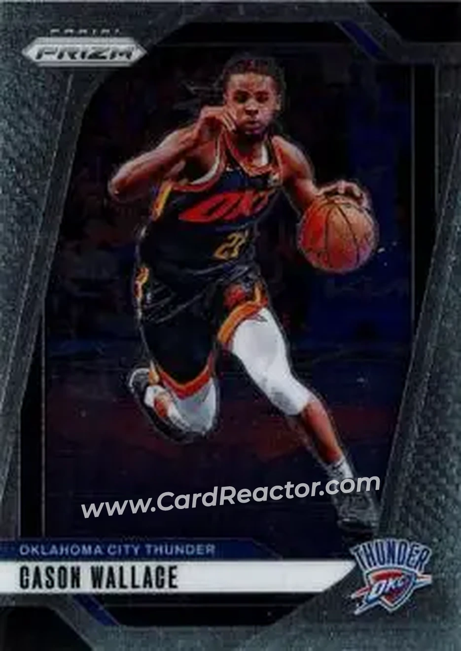 2024-25 Panini Prizm #212 - Cason Wallace - Oklahoma City Thunder - Front 2024-25 Panini Prizm #212 - Cason Wallace - Oklahoma City Thunder - Front