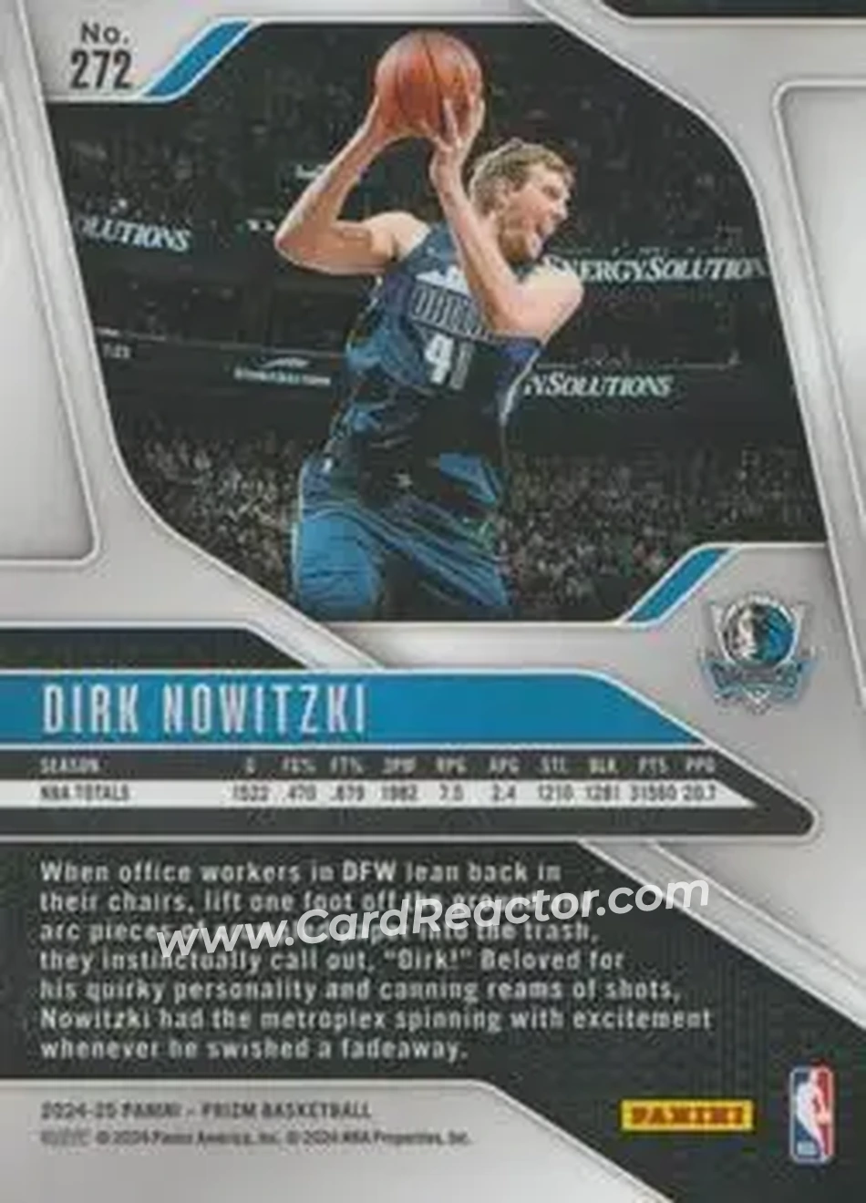 2024-25 Panini Prizm #272 - Dirk Nowitzki - Dallas Mavericks - Back