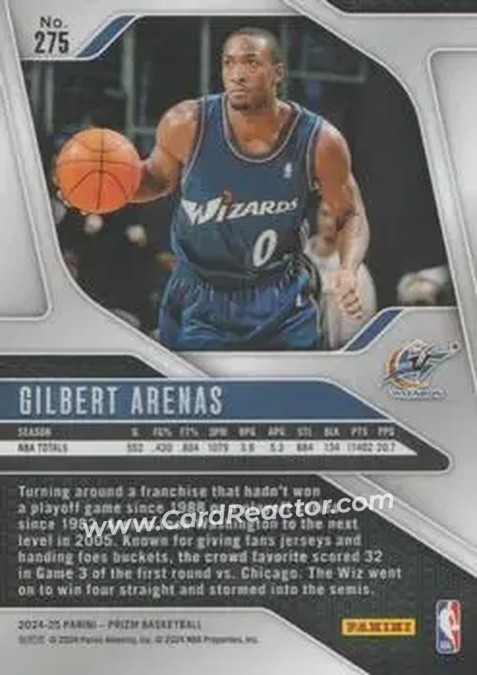 2024-25 Panini Prizm #275 - Gilbert Arenas - Washington Wizards - Back