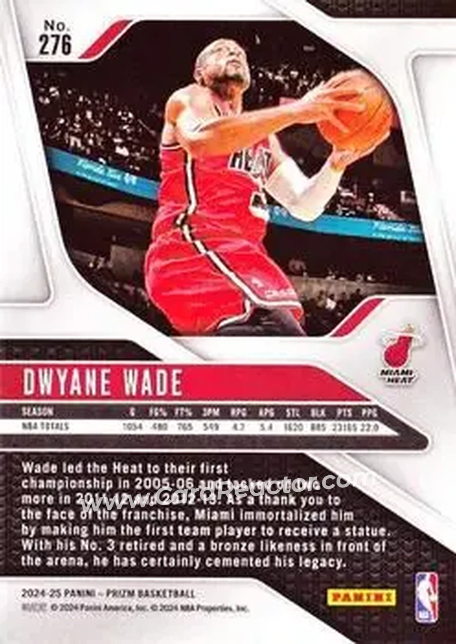 2024-25 Panini Prizm #276 - Dwyane Wade - Miami Heat - Back 2024-25 Panini Prizm #276 - Dwyane Wade - Miami Heat - Back