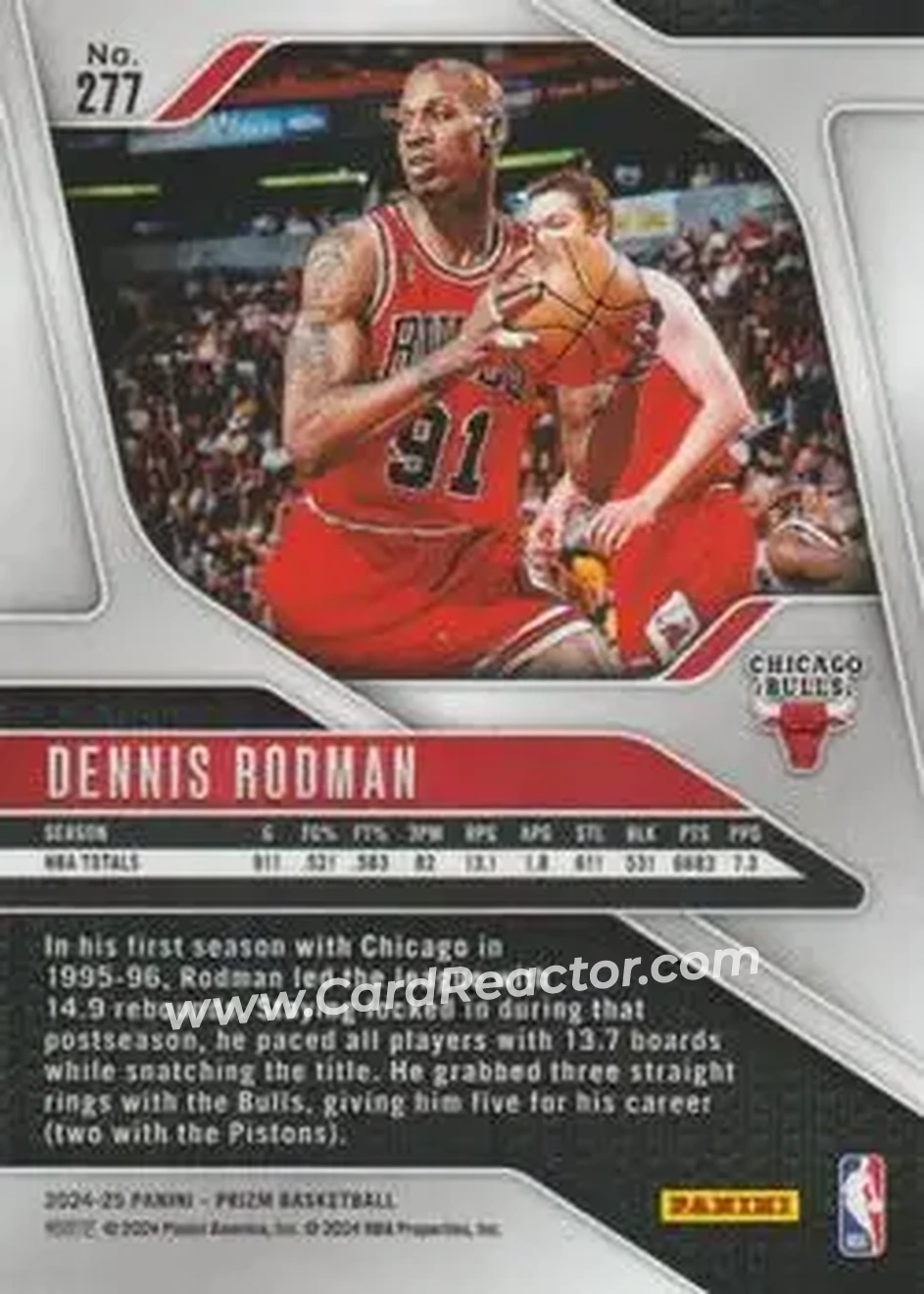 2024-25 Panini Prizm #277 - Dennis Rodman - Chicago Bulls - Back