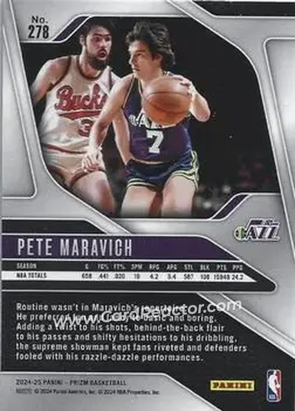 2024-25 Panini Prizm #278 - Pete Maravich - New Orleans Jazz - Back 2024-25 Panini Prizm #278 - Pete Maravich - New Orleans Jazz - Back