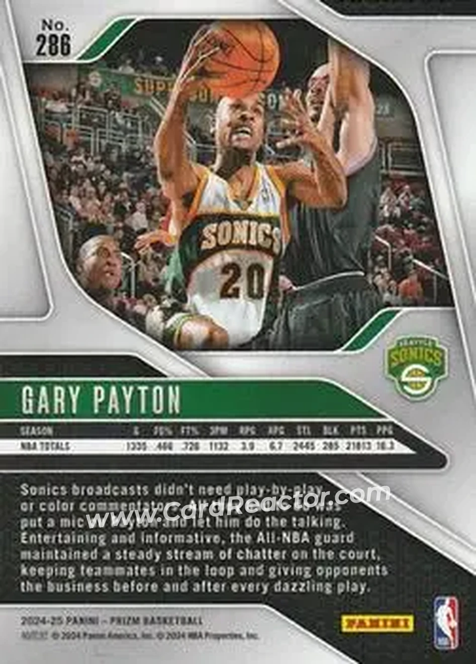 2024-25 Panini Prizm #286 - Gary Payton - Seattle SuperSonics - Back
