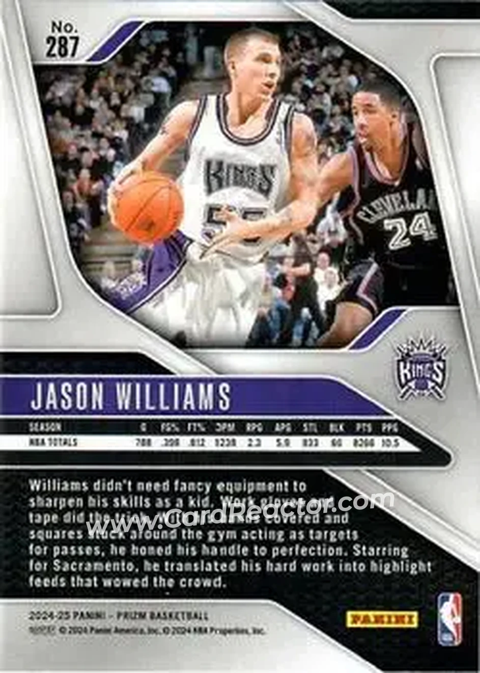 2024-25 Panini Prizm #287 - Jason Williams - Sacramento Kings - Back 2024-25 Panini Prizm #287 - Jason Williams - Sacramento Kings - Back