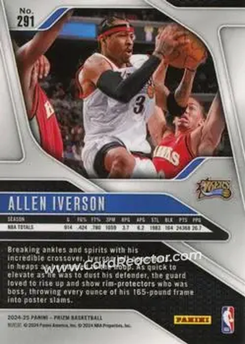 2024-25 Panini Prizm #291 - Allen Iverson - Philadelphia 76ers - Back 2024-25 Panini Prizm #291 - Allen Iverson - Philadelphia 76ers - Back