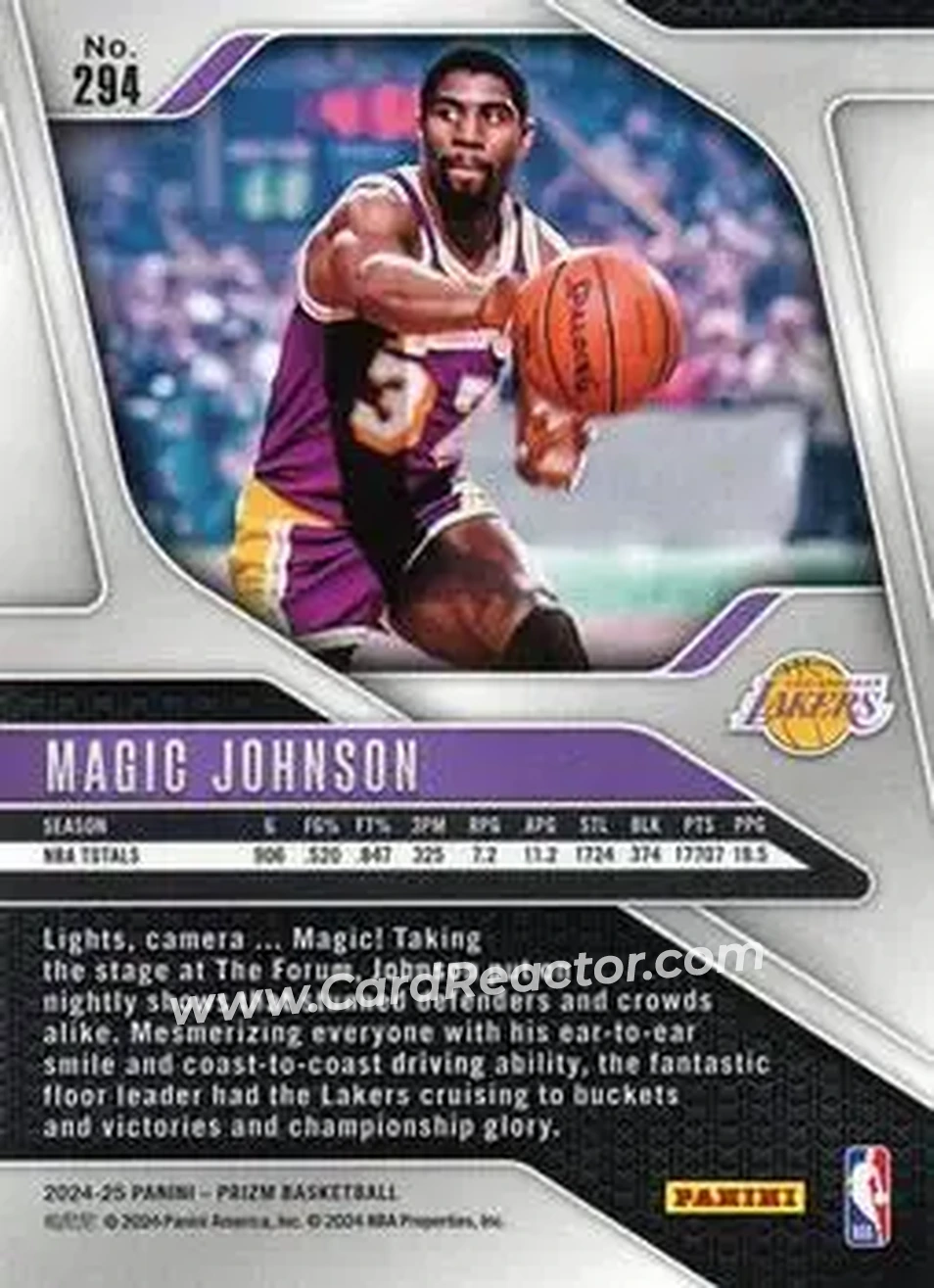 2024-25 Panini Prizm #294 - Magic Johnson - Los Angeles Lakers - Back 2024-25 Panini Prizm #294 - Magic Johnson - Los Angeles Lakers - Back