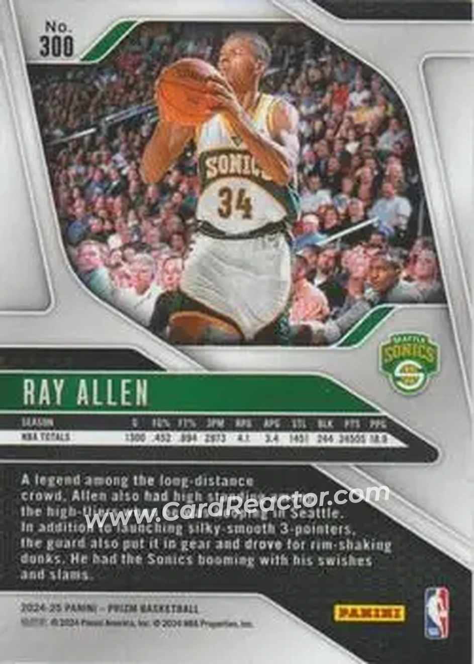2024-25 Panini Prizm #300 - Ray Allen - Seattle SuperSonics - Back 2024-25 Panini Prizm #300 - Ray Allen - Seattle SuperSonics - Back