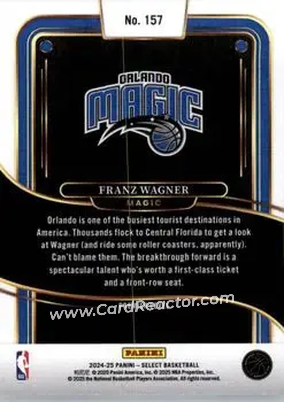 2024-25 Panini Select #157 - Franz Wagner - Orlando Magic - Back 2024-25 Panini Select #157 - Franz Wagner - Orlando Magic - Back
