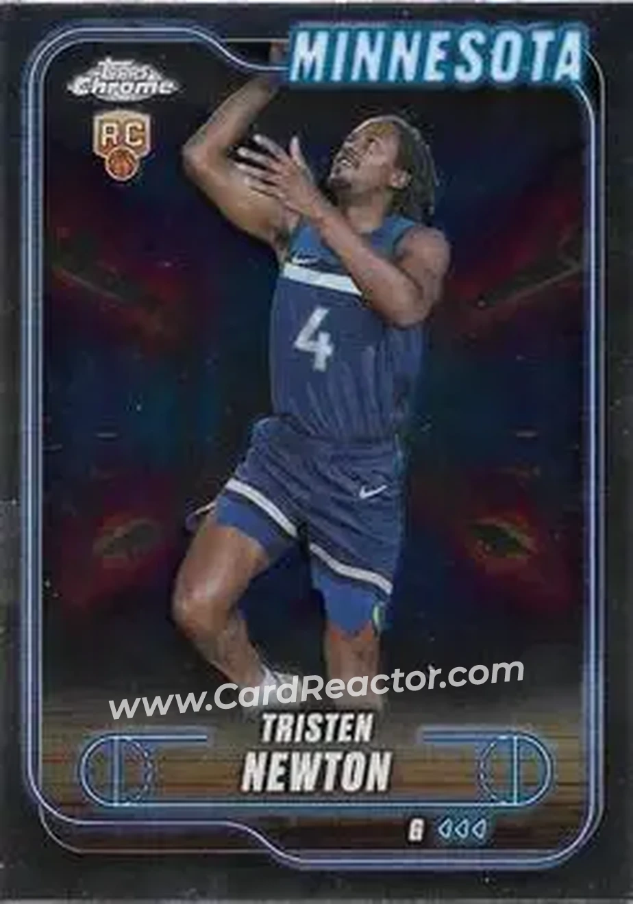 2024-25 Topps Chrome #108 - Tristen Newton - Minnesota Timberwolves - Front 2024-25 Topps Chrome #108 - Tristen Newton - Minnesota Timberwolves - Front