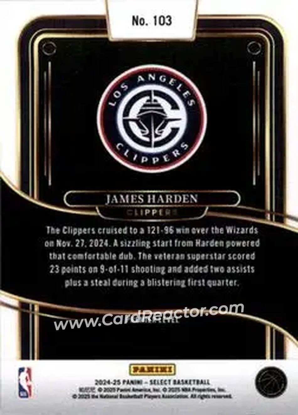 2024-25 Panini Select #103 - James Harden - Los Angeles Clippers - Back 2024-25 Panini Select #103 - James Harden - Los Angeles Clippers - Back