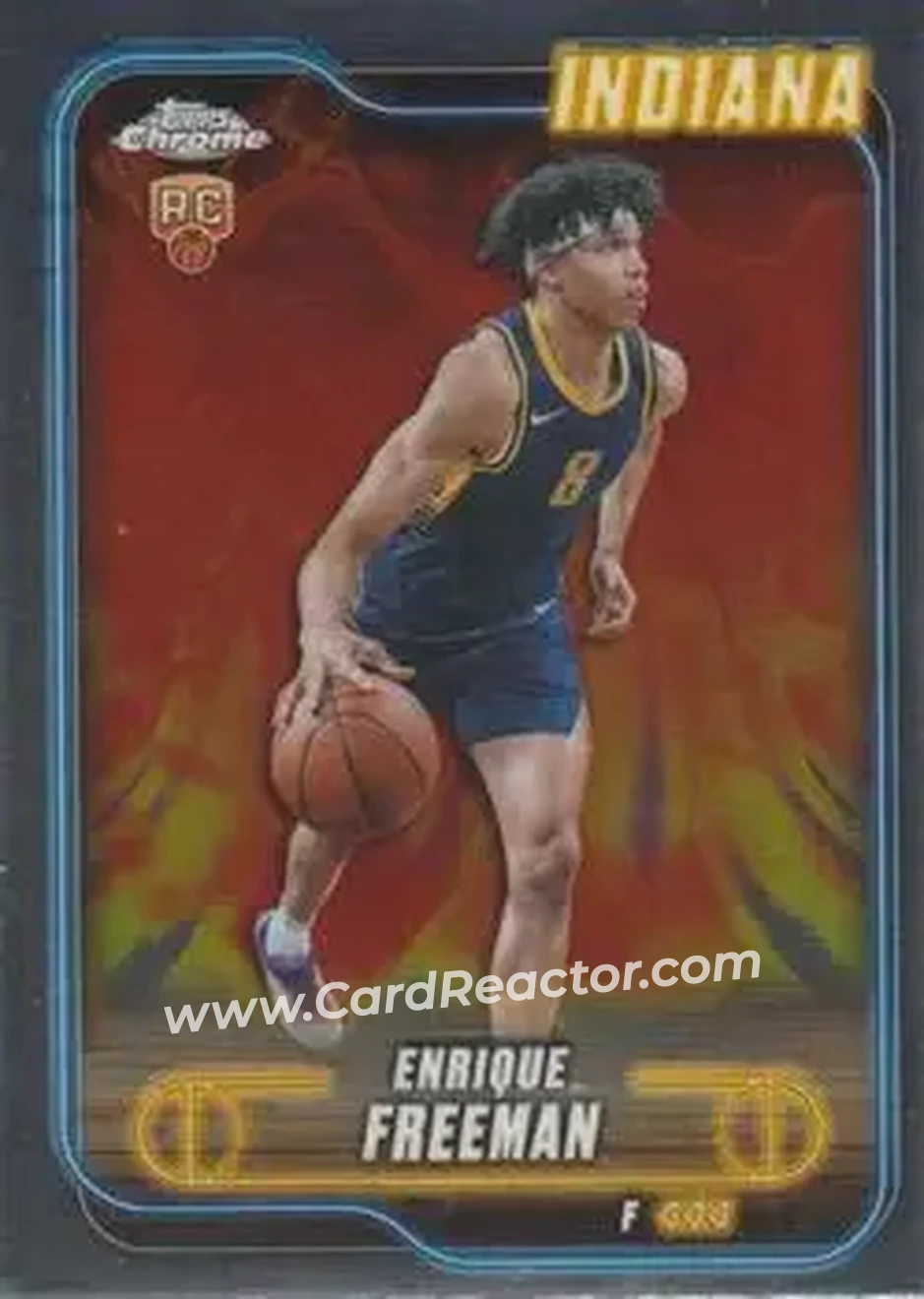 2024-25 Topps Chrome #111 - Enrique Freeman - Indiana Pacers - Front 2024-25 Topps Chrome #111 - Enrique Freeman - Indiana Pacers - Front