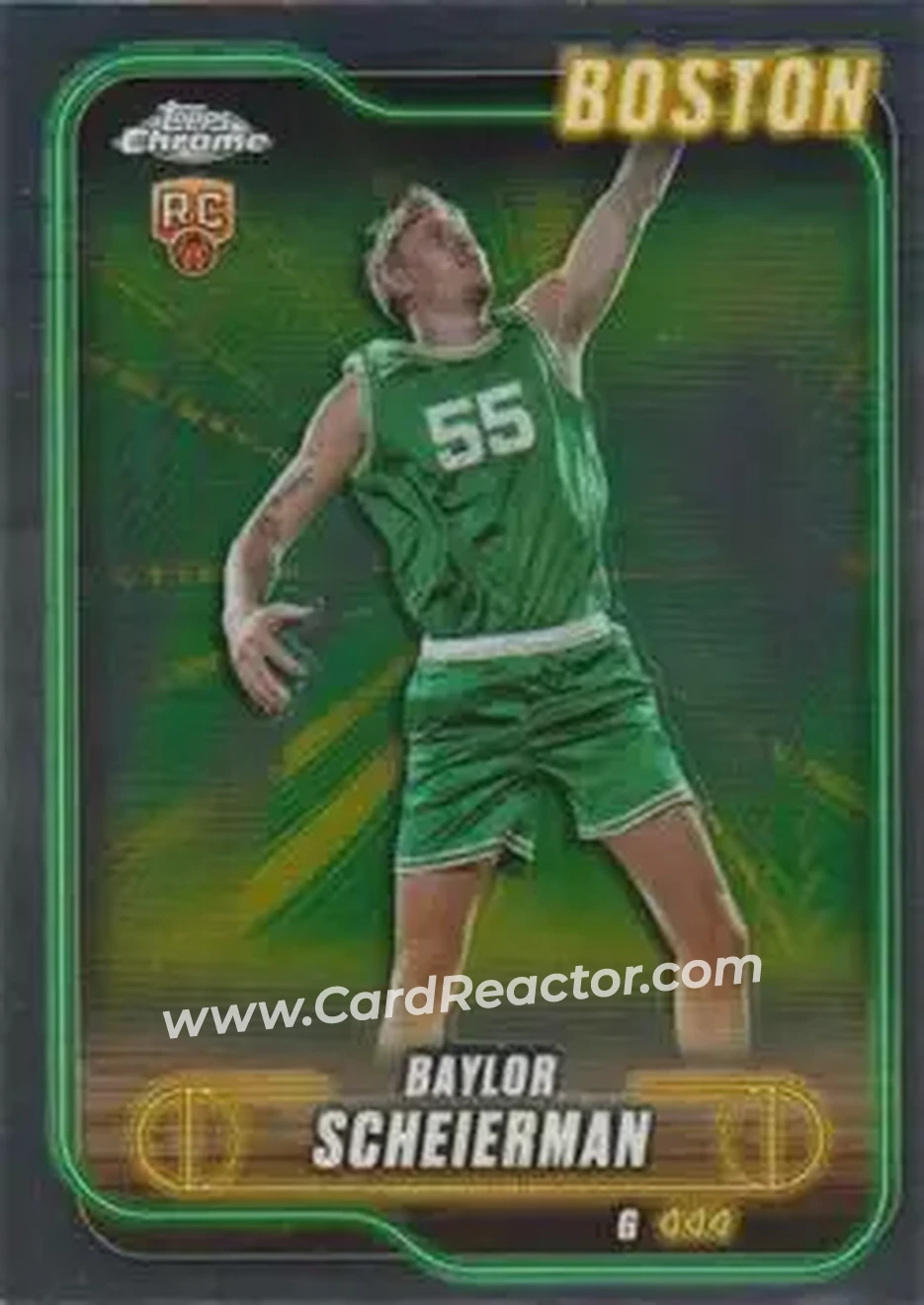 2024-25 Topps Chrome #143 - Baylor Scheierman - Boston Celtics - Front 2024-25 Topps Chrome #143 - Baylor Scheierman - Boston Celtics - Front
