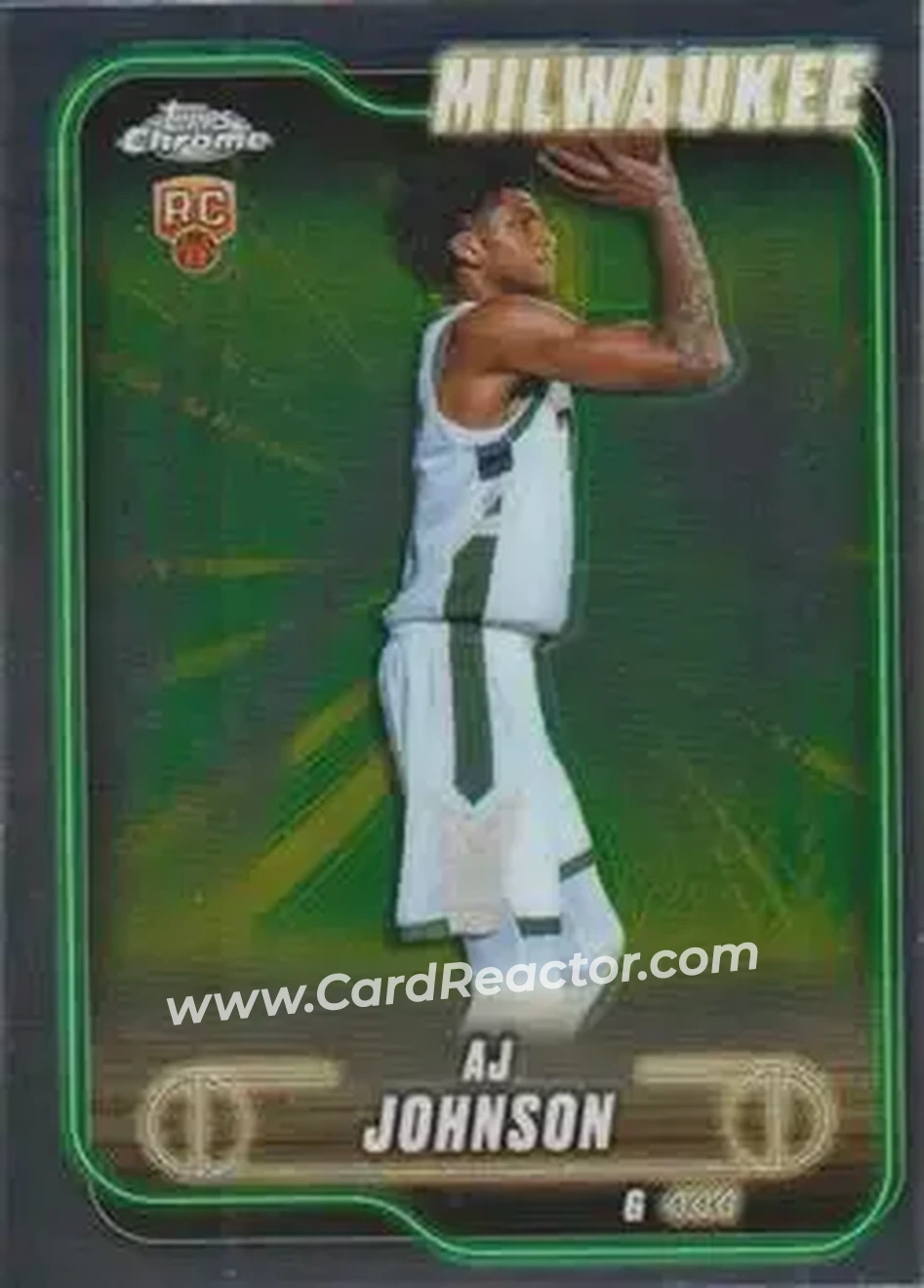 2024-25 Topps Chrome #145 - AJ Johnson - Milwaukee Bucks - Front 2024-25 Topps Chrome #145 - AJ Johnson - Milwaukee Bucks - Front