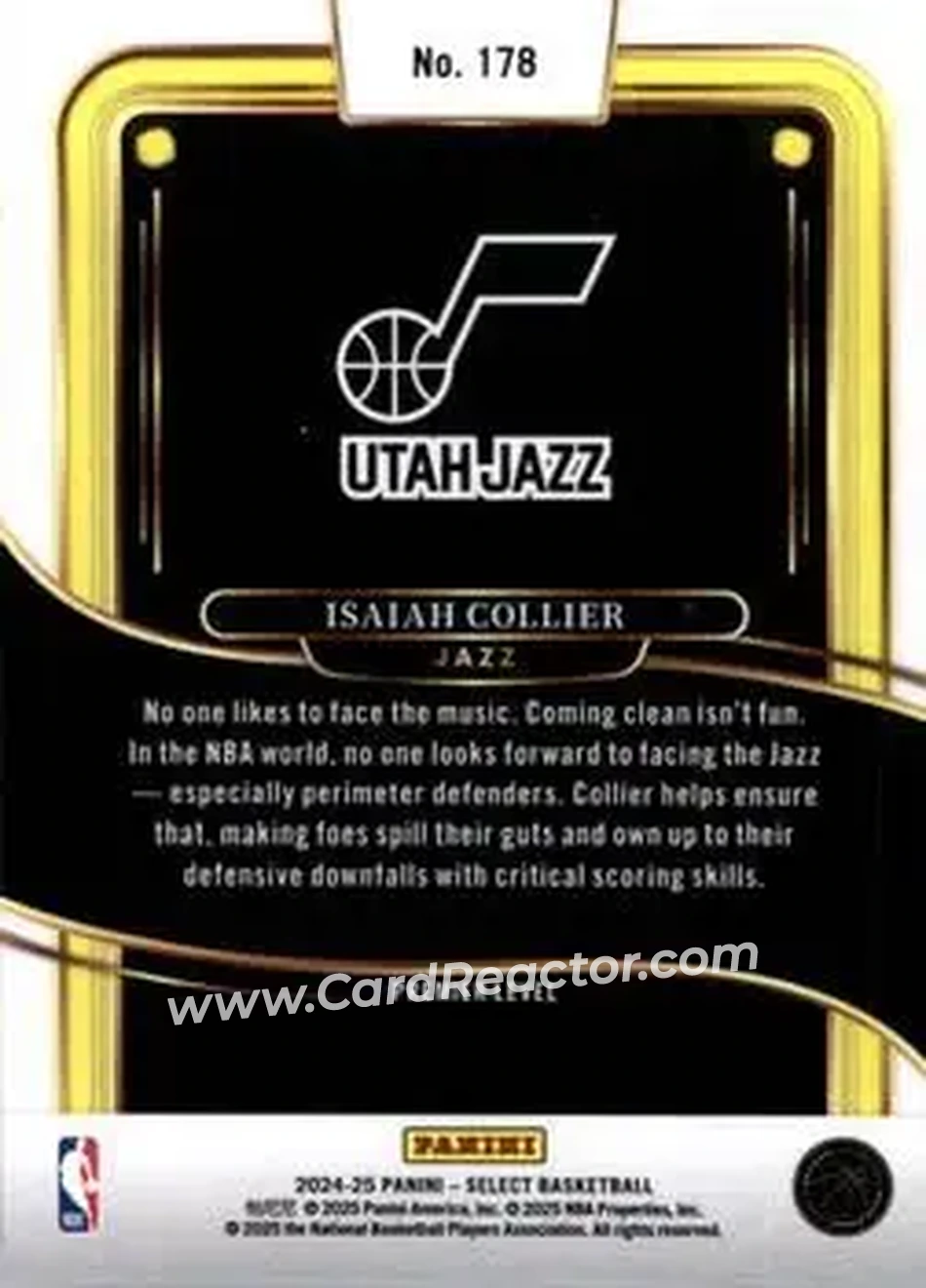 2024-25 Panini Select #178 - Isaiah Collier - Utah Jazz - Back 2024-25 Panini Select #178 - Isaiah Collier - Utah Jazz - Back