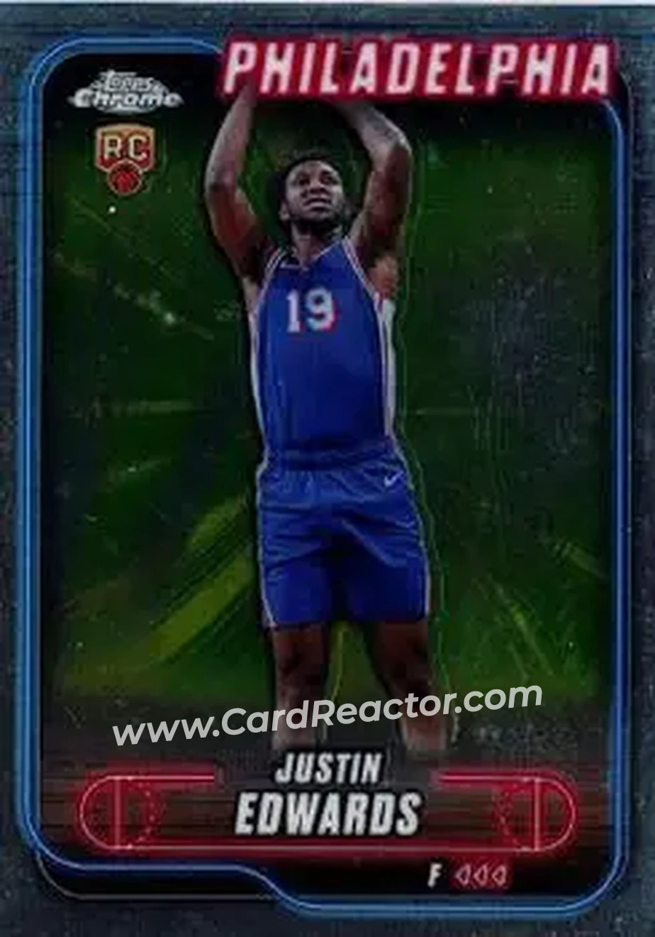 2024-25 Topps Chrome #161 - Justin Edwards - Philadelphia 76ers - Front
