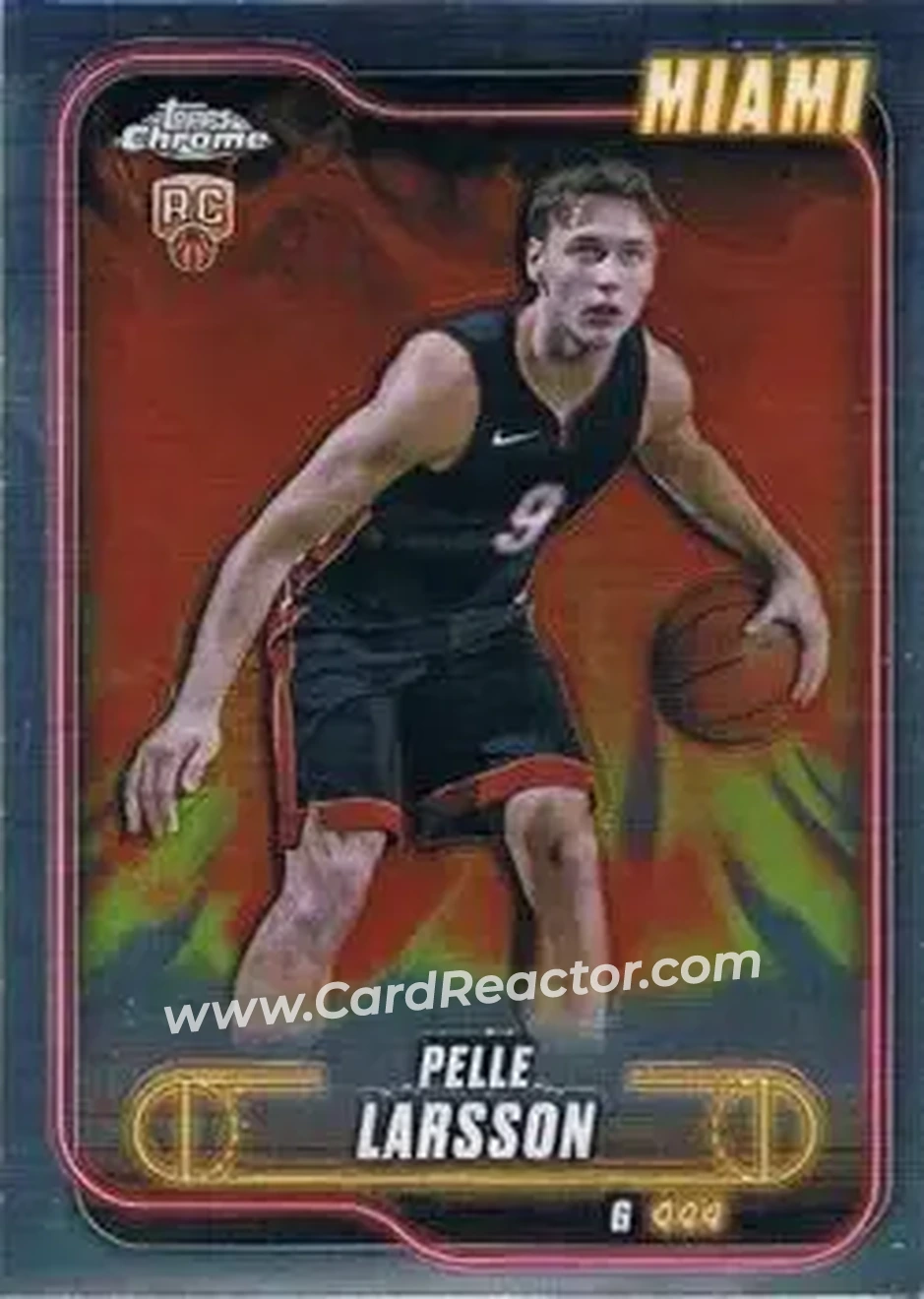 2024-25 Topps Chrome #166 - Pelle Larsson - Miami Heat - Front 2024-25 Topps Chrome #166 - Pelle Larsson - Miami Heat - Front