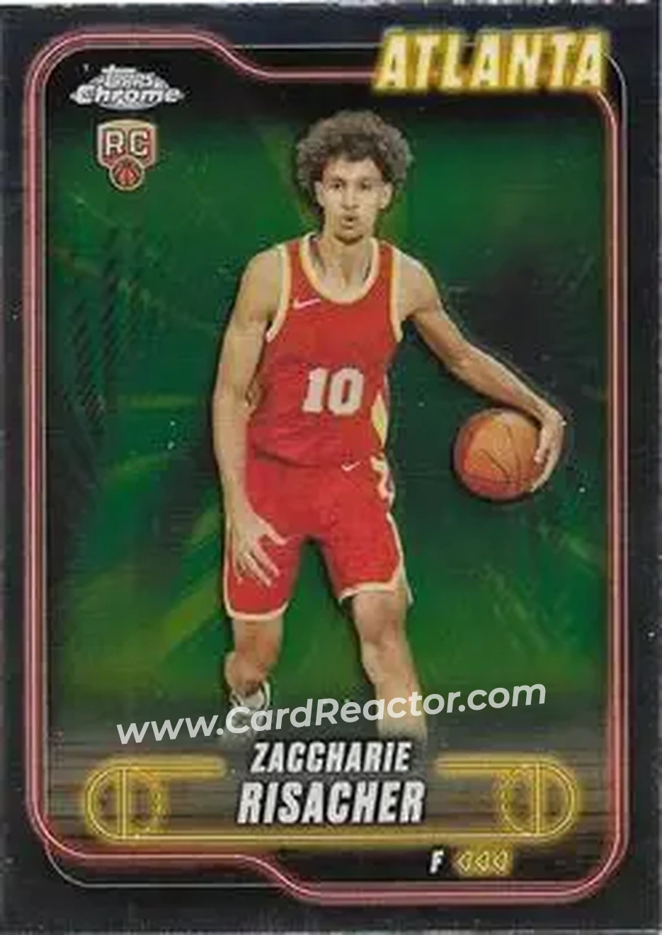 2024-25 Topps Chrome #169 - Zaccharie Risacher - Atlanta Hawks - Front 2024-25 Topps Chrome #169 - Zaccharie Risacher - Atlanta Hawks - Front