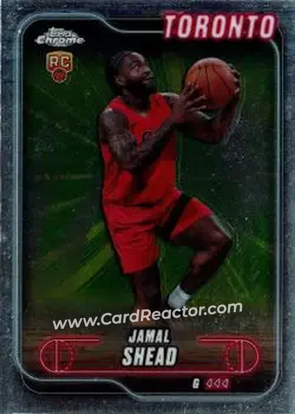 2024-25 Topps Chrome #174 - Jamal Shead - Toronto Raptors - Front 2024-25 Topps Chrome #174 - Jamal Shead - Toronto Raptors - Front