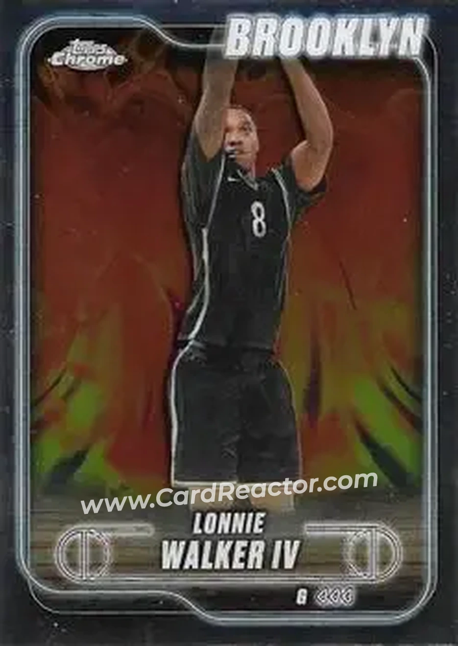 2024-25 Topps Chrome #180 - Lonnie Walker IV - Brooklyn Nets - Front 2024-25 Topps Chrome #180 - Lonnie Walker IV - Brooklyn Nets - Front