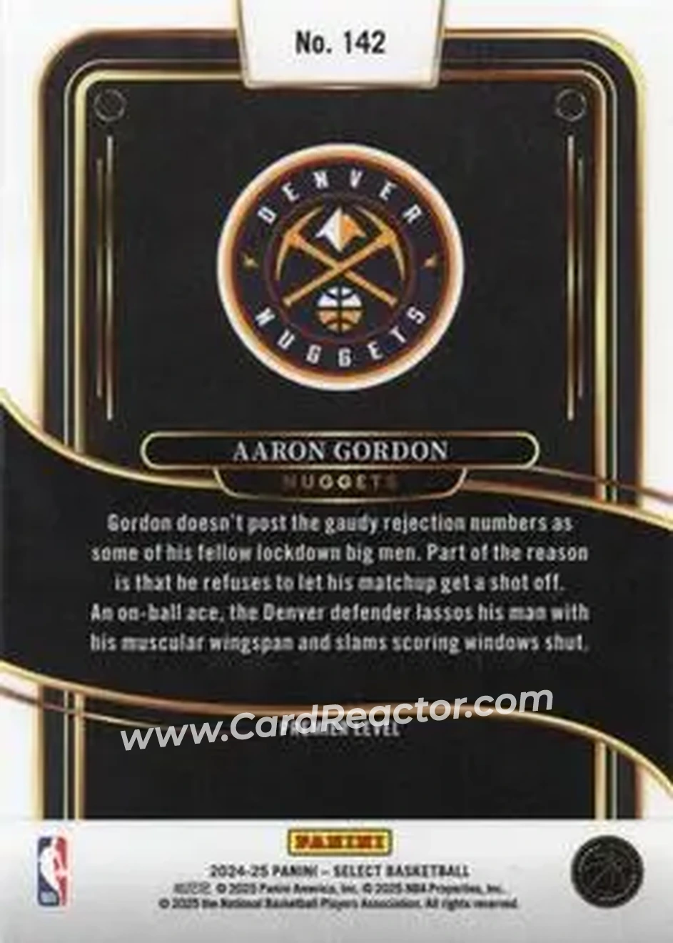 2024-25 Panini Select #142 - Aaron Gordon - Denver Nuggets - Back