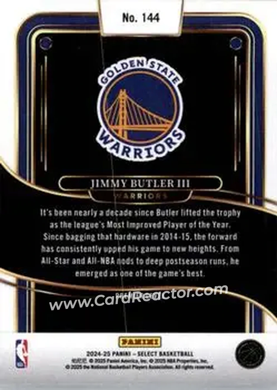 2024-25 Panini Select #144 - Jimmy Butler - Golden State Warriors - Back 2024-25 Panini Select #144 - Jimmy Butler - Golden State Warriors - Back