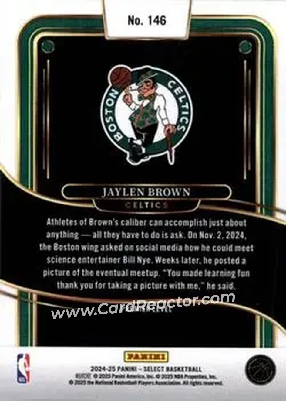 2024-25 Panini Select #146 - Jaylen Brown - Boston Celtics - Back