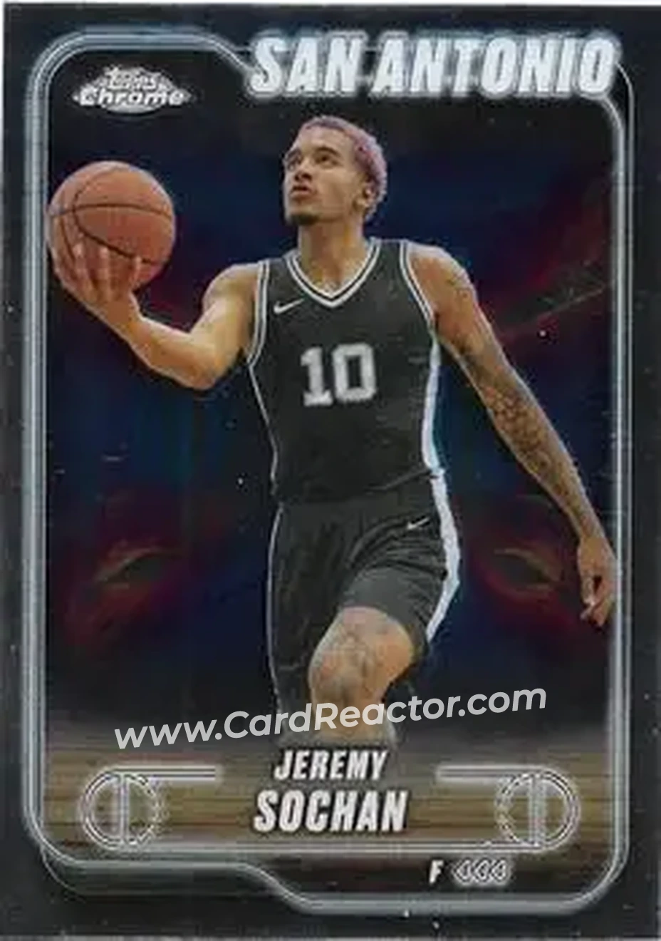 2024-25 Topps Chrome #181 - Jeremy Sochan - San Antonio Spurs - Front 2024-25 Topps Chrome #181 - Jeremy Sochan - San Antonio Spurs - Front