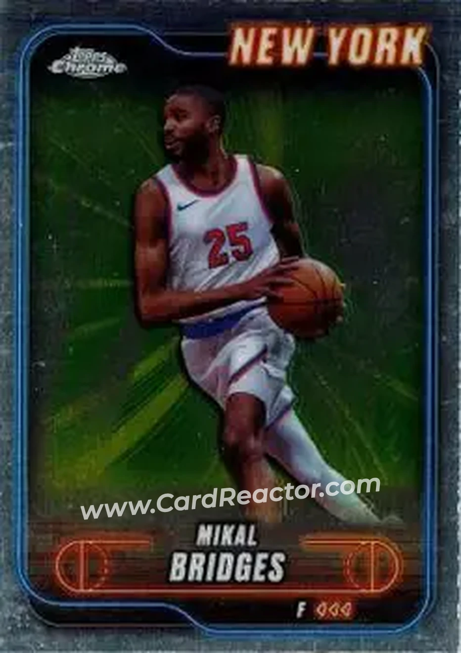 2024-25 Topps Chrome #190 - Mikal Bridges - New York Knicks - Front 2024-25 Topps Chrome #190 - Mikal Bridges - New York Knicks - Front