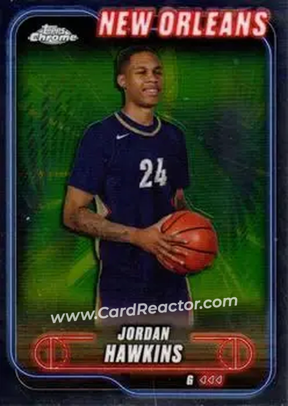 2024-25 Topps Chrome #200 - Jordan Hawkins - New Orleans Pelicans - Front 2024-25 Topps Chrome #200 - Jordan Hawkins - New Orleans Pelicans - Front